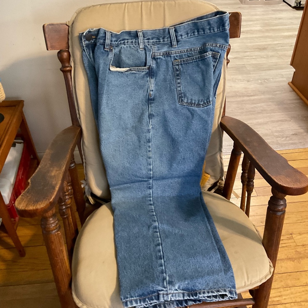 Blue Straight Leg Jeans with Vintage Look